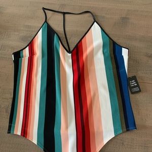 Express T-Back striped Body Suit